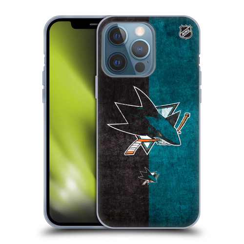 NHL San Jose Sharks Half Distressed Soft Gel Case for Apple iPhone 13 Pro