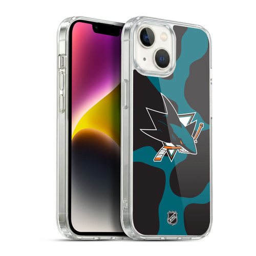 NHL San Jose Sharks Cow Pattern Soft Gel Case for Apple iPhone 14