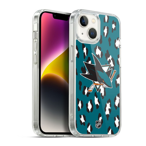 NHL San Jose Sharks Leopard Pattern Soft Gel Case for Apple iPhone 14
