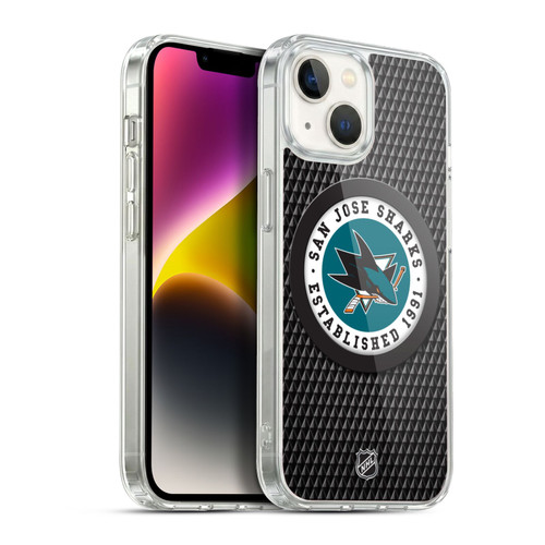NHL San Jose Sharks Puck Texture Soft Gel Case for Apple iPhone 14