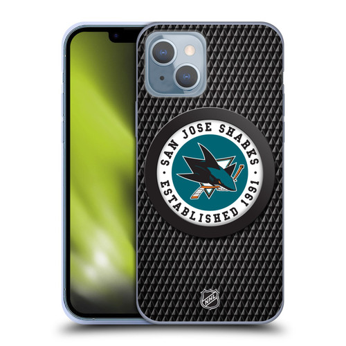 NHL San Jose Sharks Puck Texture Soft Gel Case for Apple iPhone 14