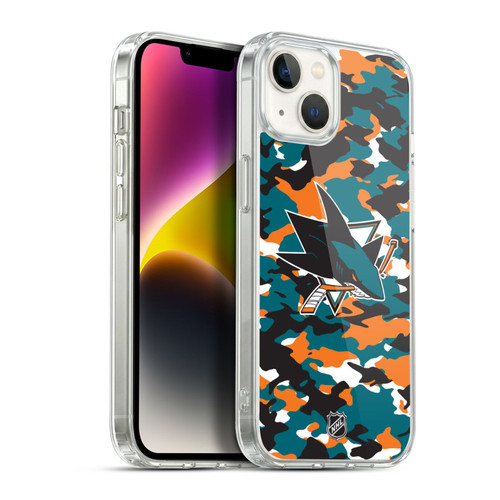 NHL San Jose Sharks Camouflage Soft Gel Case for Apple iPhone 14 Plus