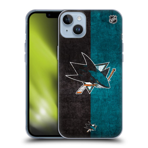 NHL San Jose Sharks Half Distressed Soft Gel Case for Apple iPhone 14 Plus