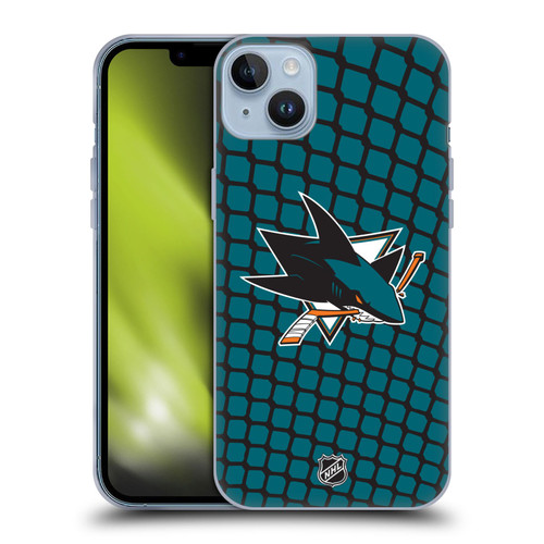NHL San Jose Sharks Net Pattern Soft Gel Case for Apple iPhone 14 Plus