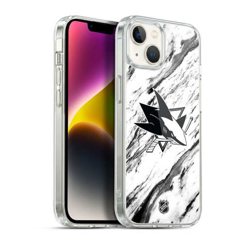 NHL San Jose Sharks Marble Soft Gel Case for Apple iPhone 14 Plus