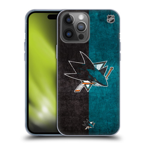 NHL San Jose Sharks Half Distressed Soft Gel Case for Apple iPhone 14 Pro Max