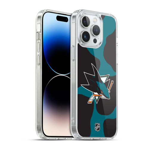 NHL San Jose Sharks Cow Pattern Soft Gel Case for Apple iPhone 14 Pro Max