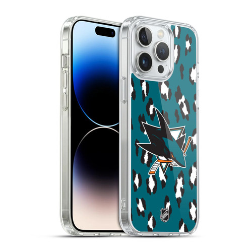NHL San Jose Sharks Leopard Pattern Soft Gel Case for Apple iPhone 14 Pro Max