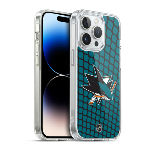 NHL San Jose Sharks Net Pattern Soft Gel Case for Apple iPhone 14 Pro