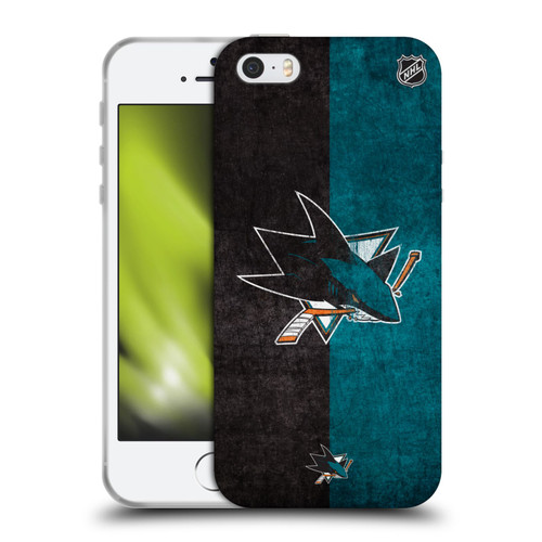NHL San Jose Sharks Half Distressed Soft Gel Case for Apple iPhone 5 / 5s / iPhone SE 2016