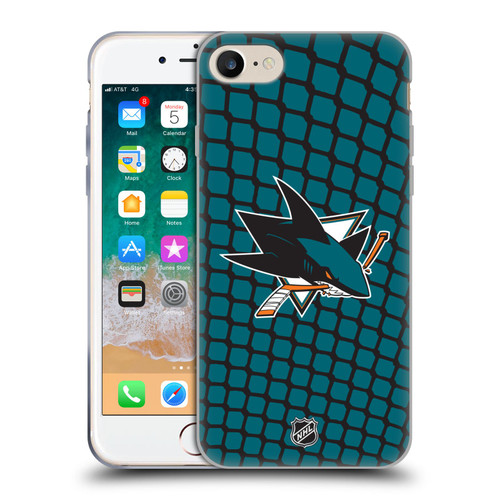 NHL San Jose Sharks Net Pattern Soft Gel Case for Apple iPhone 7 / 8 / SE 2020 & 2022