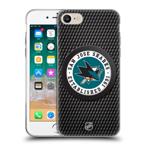 NHL San Jose Sharks Puck Texture Soft Gel Case for Apple iPhone 7 / 8 / SE 2020 & 2022