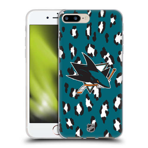 NHL San Jose Sharks Leopard Patten Soft Gel Case for Apple iPhone 7 Plus / iPhone 8 Plus
