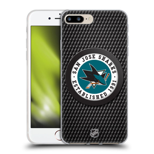 NHL San Jose Sharks Puck Texture Soft Gel Case for Apple iPhone 7 Plus / iPhone 8 Plus