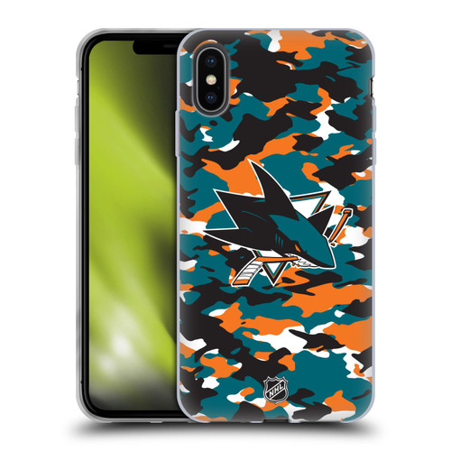 NHL San Jose Sharks Camouflage Soft Gel Case for Apple iPhone XS Max