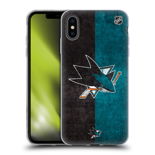 NHL San Jose Sharks Half Distressed Soft Gel Case for Apple iPhone XS Max