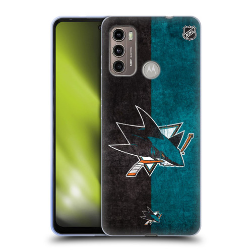 NHL San Jose Sharks Half Distressed Soft Gel Case for Motorola Moto G60 / Moto G40 Fusion