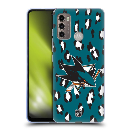 NHL San Jose Sharks Leopard Patten Soft Gel Case for Motorola Moto G60 / Moto G40 Fusion