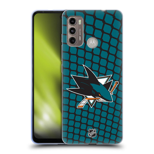 NHL San Jose Sharks Net Pattern Soft Gel Case for Motorola Moto G60 / Moto G40 Fusion