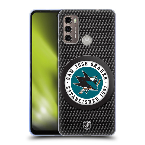 NHL San Jose Sharks Puck Texture Soft Gel Case for Motorola Moto G60 / Moto G40 Fusion