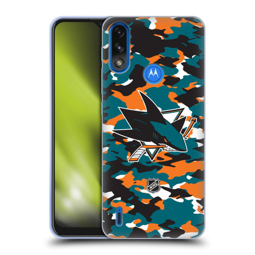 NHL San Jose Sharks Camouflage Soft Gel Case for Motorola Moto E7 Power / Moto E7i Power