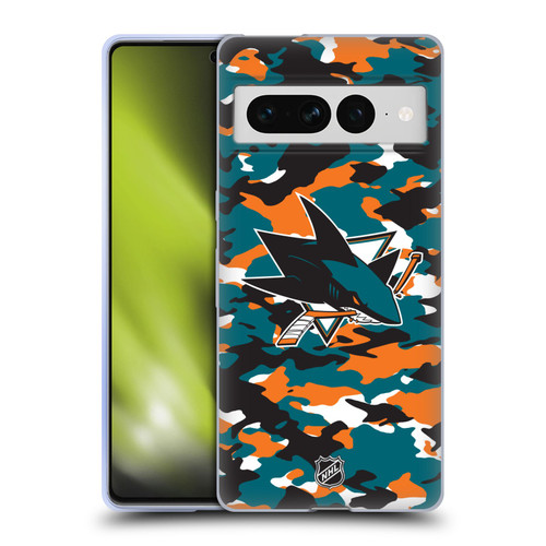 NHL San Jose Sharks Camouflage Soft Gel Case for Google Pixel 7 Pro