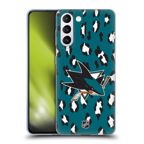 NHL San Jose Sharks Leopard Pattern Soft Gel Case for Samsung Galaxy S21+ 5G