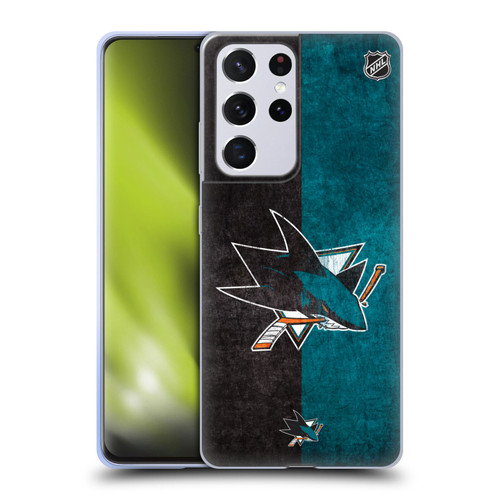 NHL San Jose Sharks Half Distressed Soft Gel Case for Samsung Galaxy S21 Ultra 5G