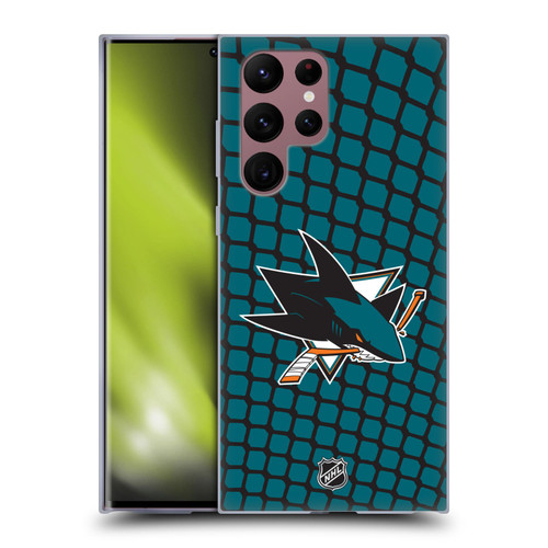 NHL San Jose Sharks Net Pattern Soft Gel Case for Samsung Galaxy S22 Ultra 5G