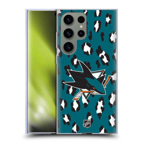 NHL San Jose Sharks Leopard Pattern Soft Gel Case for Samsung Galaxy S23 Ultra 5G