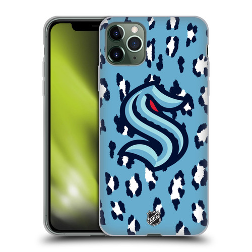 NHL Seattle Kraken Leopard Patten Soft Gel Case for Apple iPhone 11 Pro Max