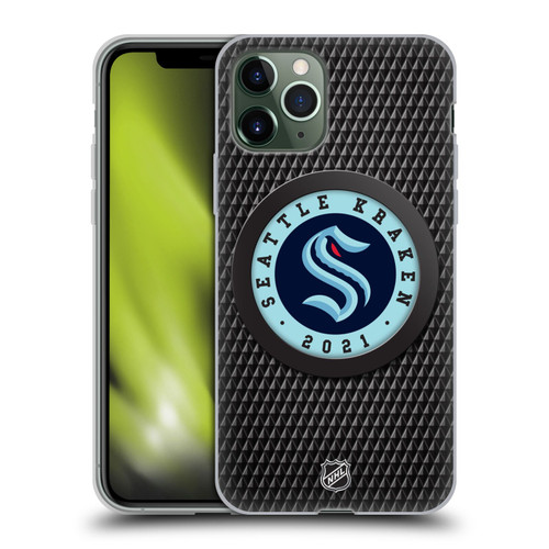NHL Seattle Kraken Puck Texture Soft Gel Case for Apple iPhone 11 Pro