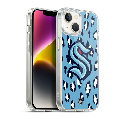 NHL Seattle Kraken Leopard Pattern Soft Gel Case for Apple iPhone 14