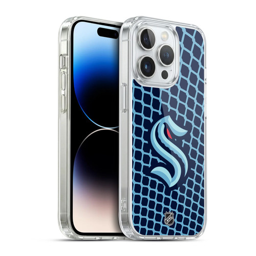 NHL Seattle Kraken Net Pattern Soft Gel Case for Apple iPhone 14 Pro