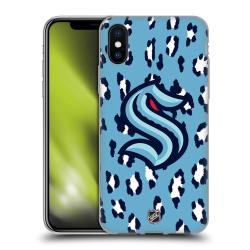 NHL Seattle Kraken Leopard Patten Soft Gel Case for Apple iPhone X / iPhone XS