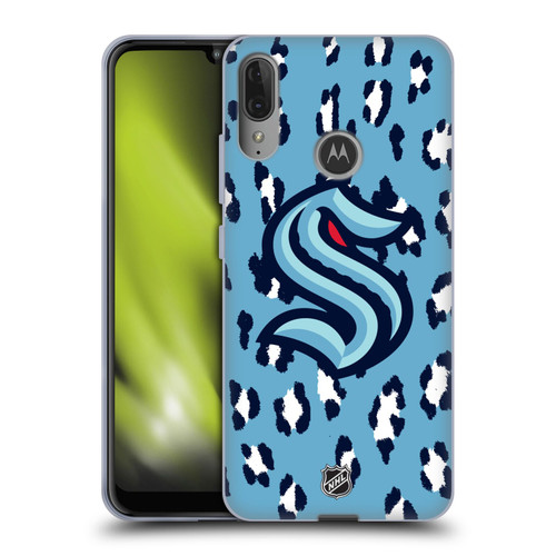NHL Seattle Kraken Leopard Pattern Soft Gel Case for Motorola Moto E6 Plus