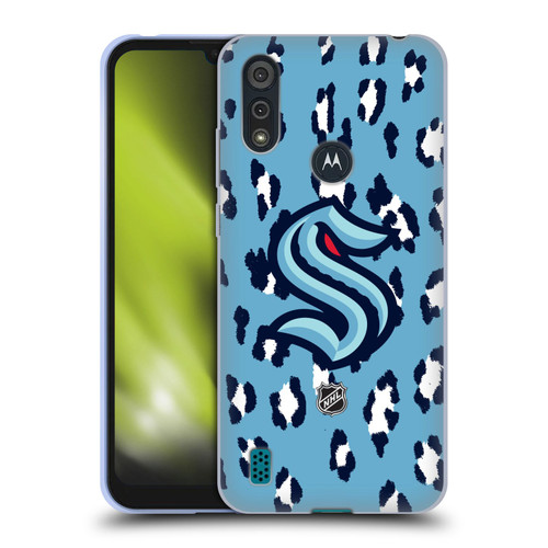 NHL Seattle Kraken Leopard Pattern Soft Gel Case for Motorola Moto E6s (2020)