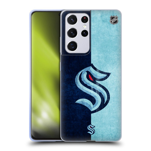 NHL Seattle Kraken Half Distressed Soft Gel Case for Samsung Galaxy S21 Ultra 5G