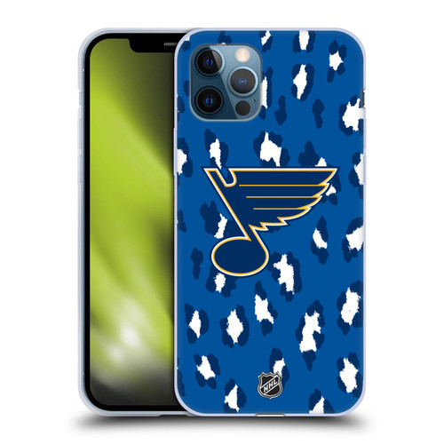 NHL St Louis Blues Leopard Pattern Soft Gel Case for Apple iPhone 12 / iPhone 12 Pro & MagSafe
