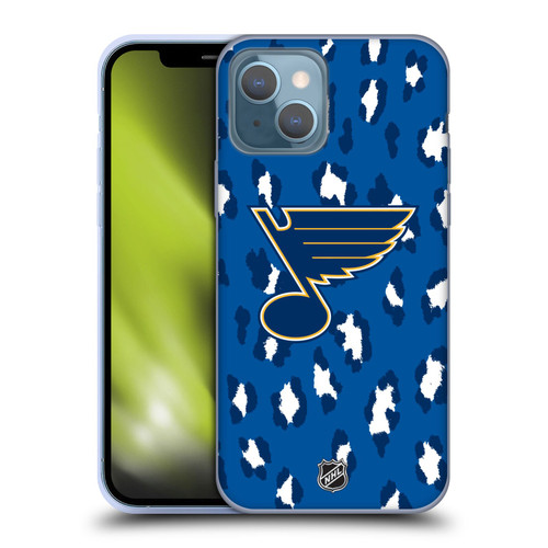 NHL St Louis Blues Leopard Patten Soft Gel Case for Apple iPhone 13