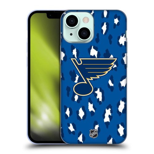 NHL St Louis Blues Leopard Patten Soft Gel Case for Apple iPhone 13 Mini