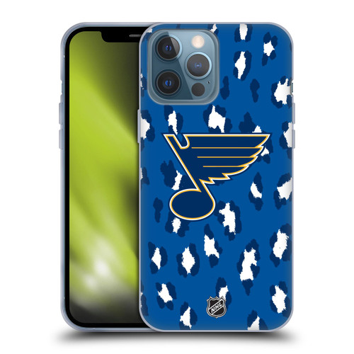 NHL St Louis Blues Leopard Patten Soft Gel Case for Apple iPhone 13 Pro Max