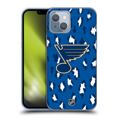NHL St Louis Blues Leopard Pattern Soft Gel Case for Apple iPhone 14