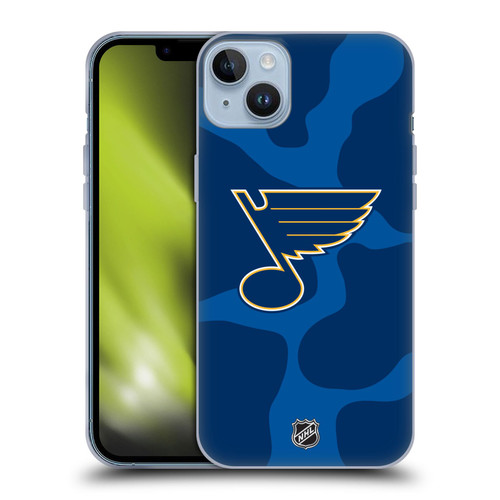 NHL St Louis Blues Cow Pattern Soft Gel Case for Apple iPhone 14 Plus & MagSafe