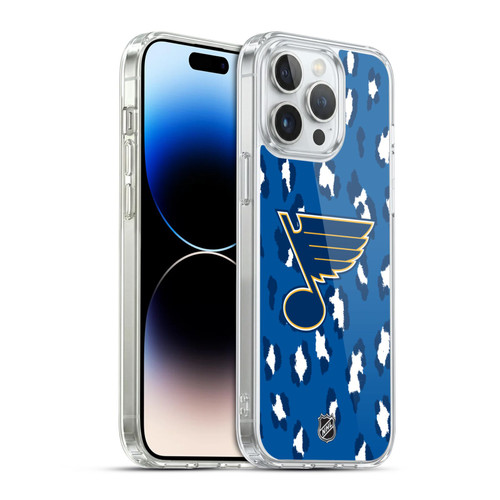 NHL St Louis Blues Leopard Pattern Soft Gel Case for Apple iPhone 14 Pro Max & MagSafe