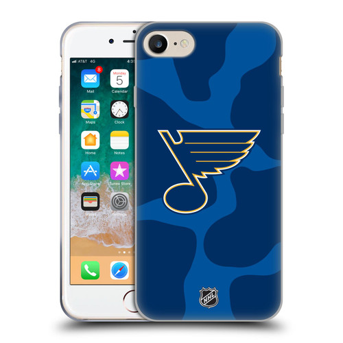 NHL St Louis Blues Cow Pattern Soft Gel Case for Apple iPhone 7 / 8 / SE 2020 & 2022 & MagSafe