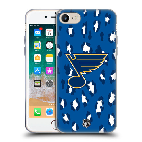 NHL St Louis Blues Leopard Pattern Soft Gel Case for Apple iPhone 7 / 8 / SE 2020 & 2022 & MagSafe