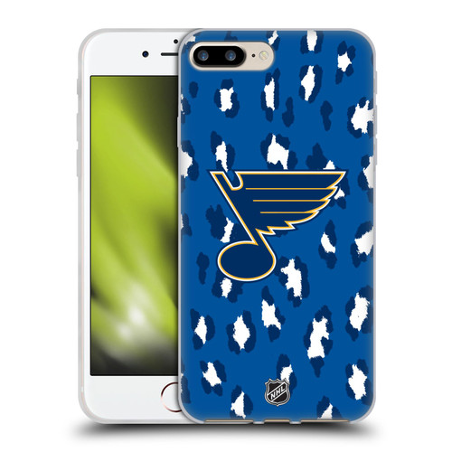 NHL St Louis Blues Leopard Pattern Soft Gel Case for Apple iPhone 7 Plus / iPhone 8 Plus & MagSafe