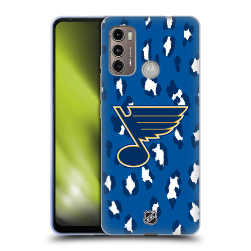 NHL St Louis Blues Leopard Patten Soft Gel Case for Motorola Moto G60 / Moto G40 Fusion