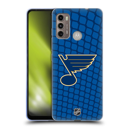 NHL St Louis Blues Net Pattern Soft Gel Case for Motorola Moto G60 / Moto G40 Fusion